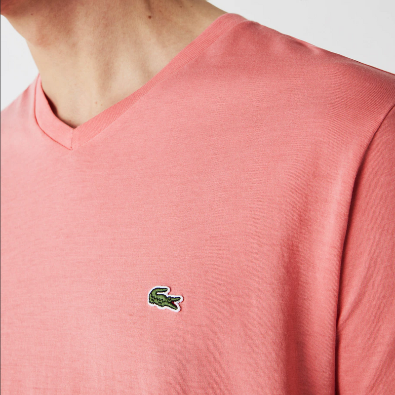 Men's Lacoste V-neck Pima Jersey T-shirt Pink – BLVD