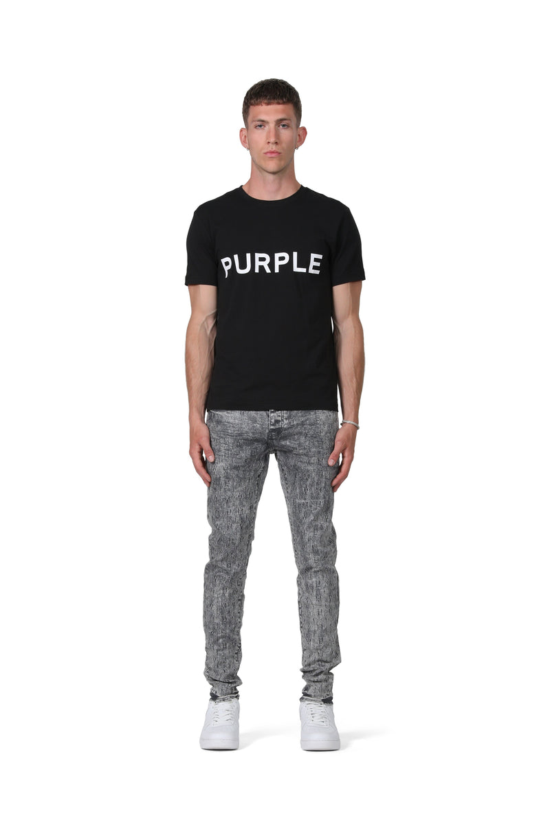 Purple Brand Mens Washed Grey Jacquard Jeans