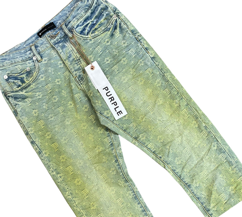 Purple Brand Skinny Fit Jeans In Paint Over Light Bleach Jacquard
