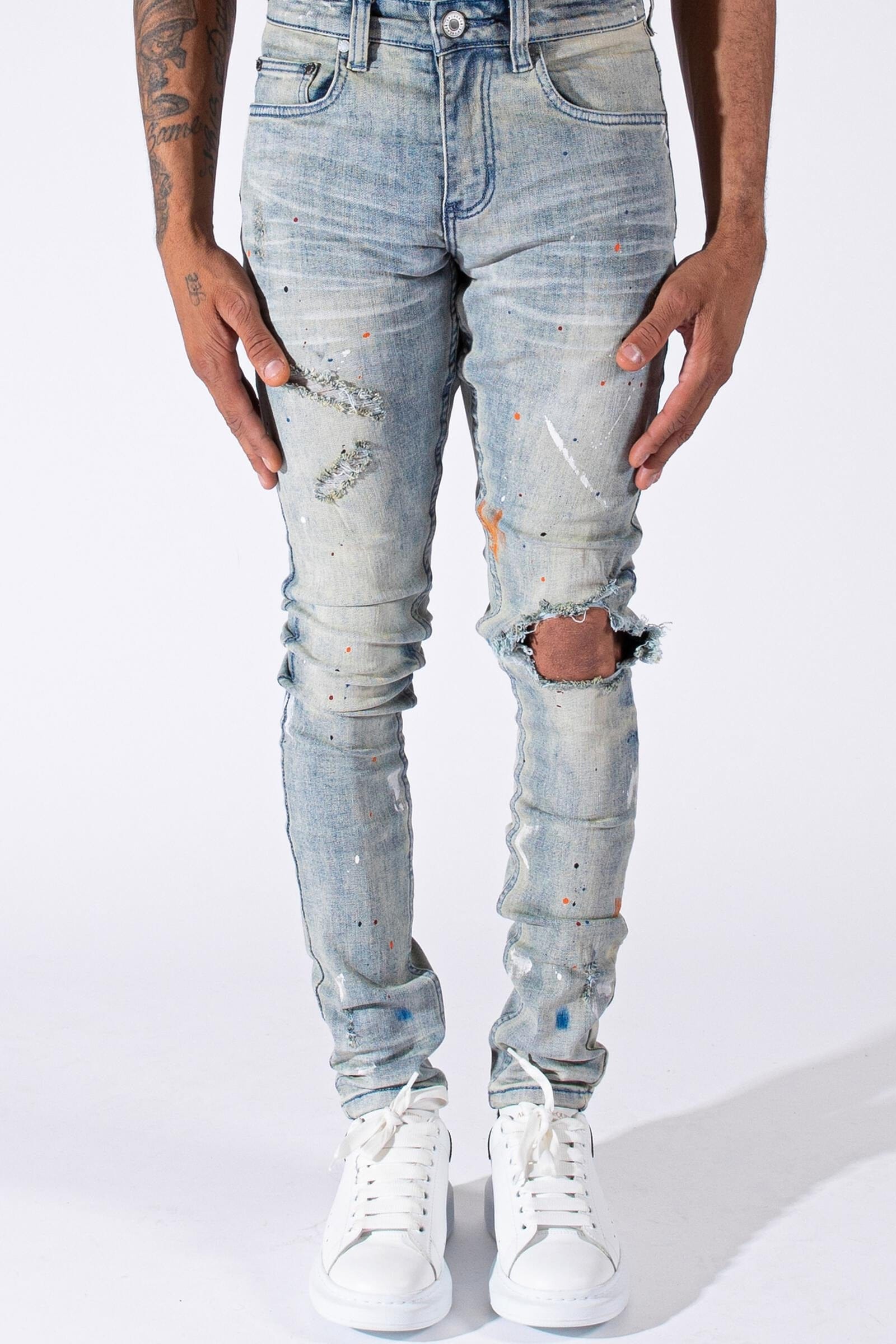 Orders Serenede Paint Splatter Distressed Men’s Skinny Jeans